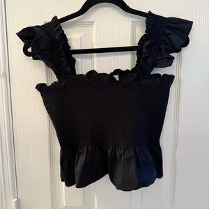 Hill House - The Paz Top, black poplin, Size Large